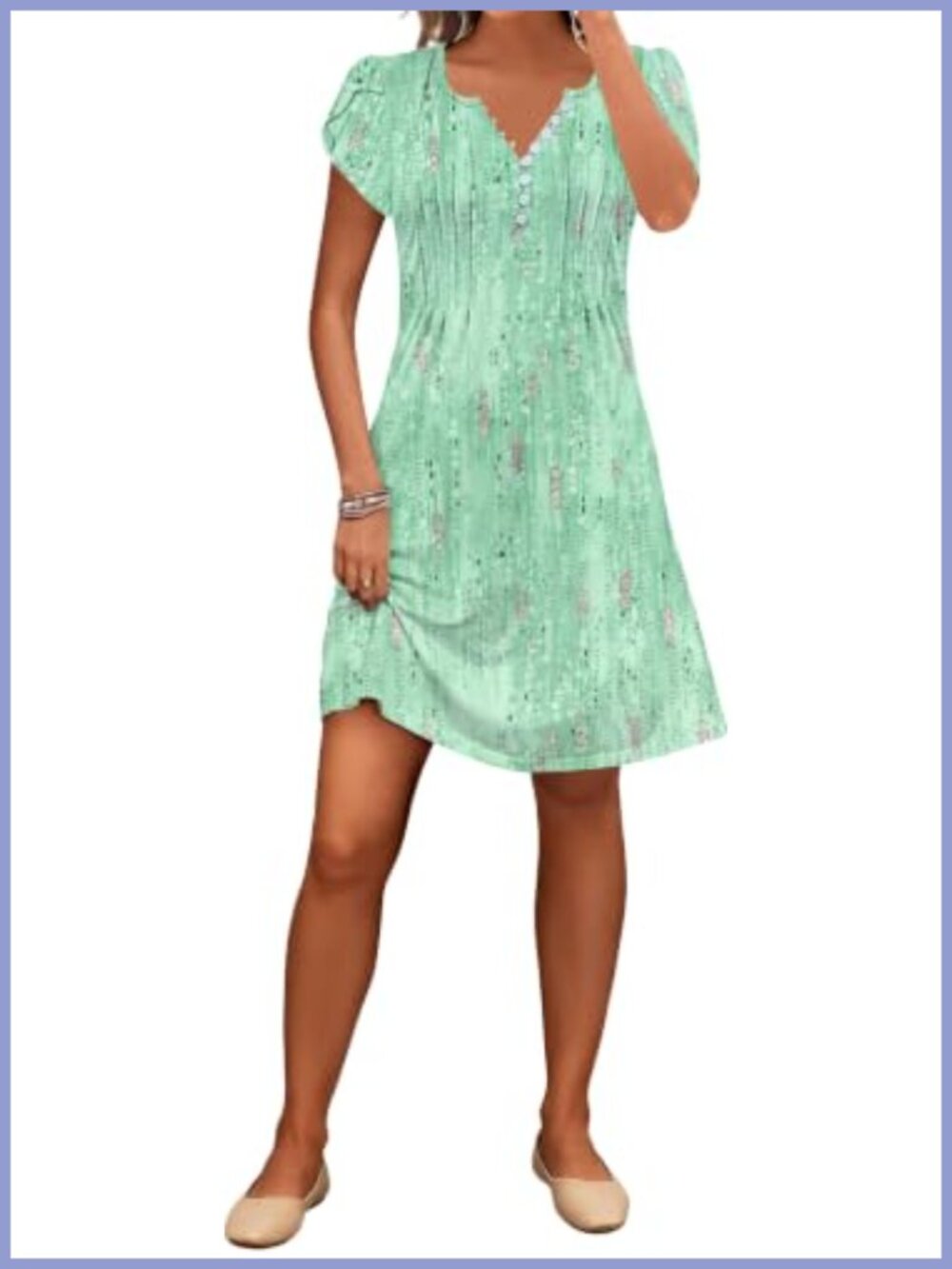 Women's V-Neck Button Down Floral Sundress Casual Summer Midi Dress